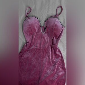 Elegant pink Dress with Silver Trim✨